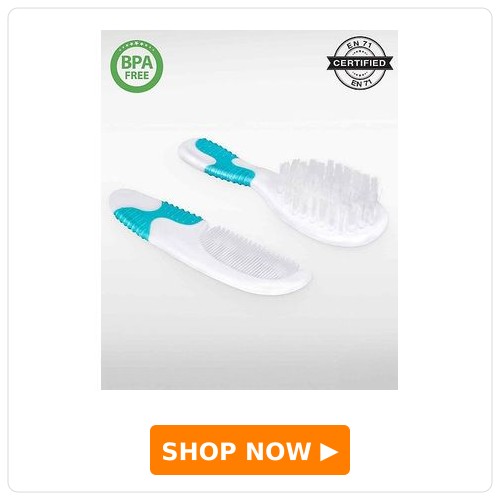 Babyhug Soft Grip Baby Hair Brush and Comb Set for Newborns & Toddlers Blue | Gentle Scalp Care | Environment Friendly | BPA Free | Round Tip | Soft | Massage| Stimulation