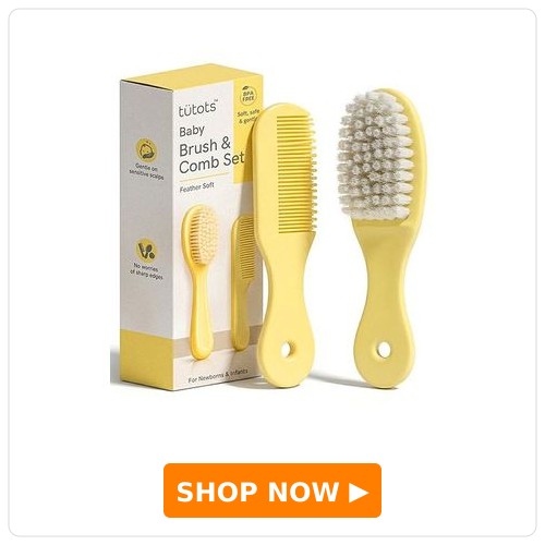 tutots Comb & Brush Set - Yellow | Crafted for Delicate Baby Scalp| Detangle Baby Hair Easily | Ultra Soft Nylon Bristle| Rount tippped Tooth |Scalp Massage and Stimulation,
