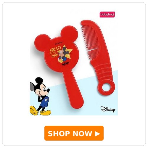 Babyhug Disney Mickey Mouse Easy Grip Hair Brush & Comb - Red