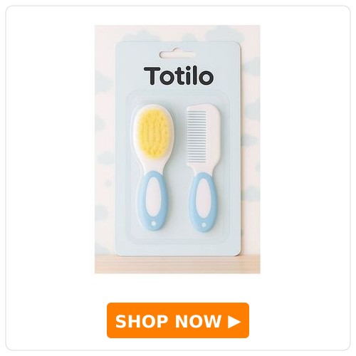 Totilo Baby Hair Comb & Brush Set | Soft Natural Bristles Brush - Blue