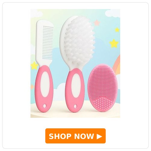 The Cheeky Kidzz Pack of 3 Baby Soft Bristles Hair Brush And Comb Set for Babies Grooming BPA Free (PINK)