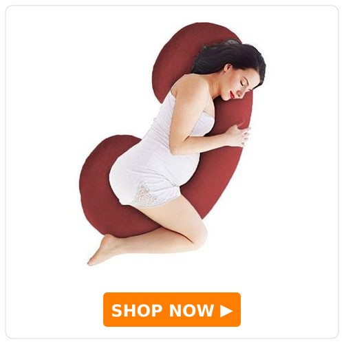 Angel Mommy Full Body C Shaped Pillow/Body Pillow/Lumbar Pillow with 100%Velvet Zippered Cover for Pregnant Women - Maroon