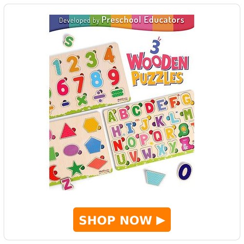 Intelliskills 3-in-1 Wooden Puzzle Tray Set for Kids | Alphabet, Numbers & Shapes | Montessori Educational Toy | Boosts Vocabulary & Recognition | For Gifting | BIS Certified | Educator Recommended