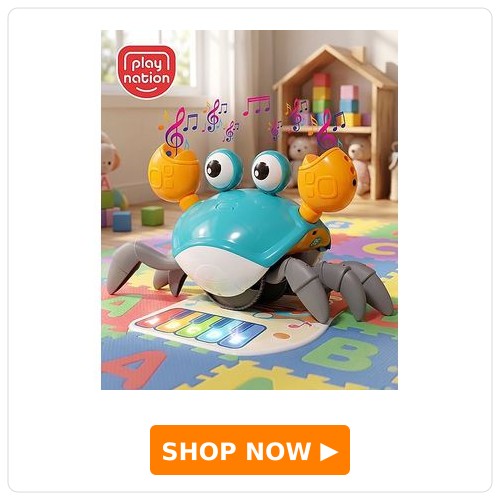 Play Nation Blue Crawling Crab Rechargeable Musical Toy| Interactive Early Learning & Entertainment Toy For 3 Years+ Kids| Fun Moving Toy With Sound and Lights| Improves Hand Eye Co-ordination| Gifting Toy| BIS Certified