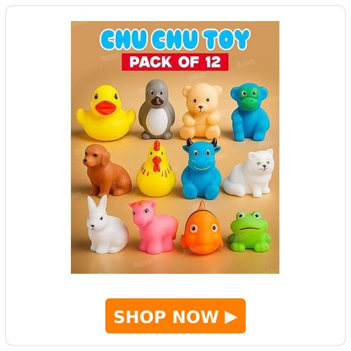Fiddlerz 12 Pieces Chu Chu Bath Toys - Animal Shape & Color May Vary