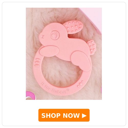 R for Rabbit Tiny Bites Zoobie Teether R for Rabbit Tiny Bites Zoobie Teether for Baby of 4 Month+ Cute Rabbit Shape Food Grade BPA-Free Soft Silicone Kids Teething Soothing Chewing Toy (Pink)