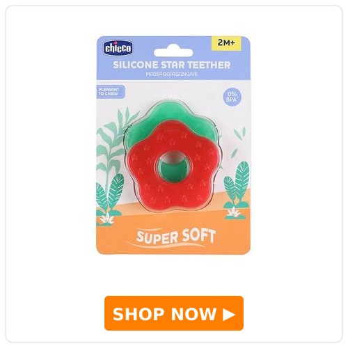Chicco Teether Supersoft Star Design Set Chicco Teether Supersoft Star Design Pack of 2 - Red & Green