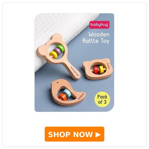 Babyhug Wooden Teething Rattle Toy - Pack of 3 Babyhug Wooden Teething Rattle Toy - Pack of 3