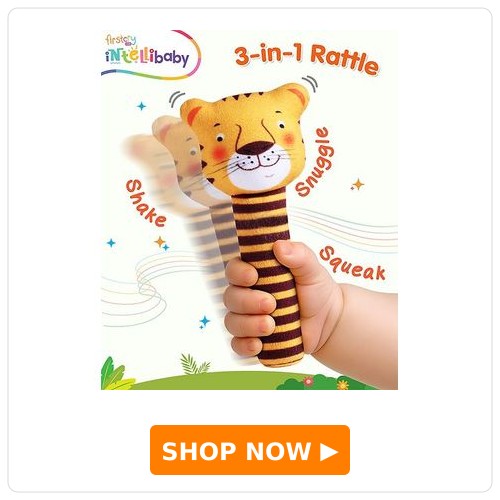 Intellibaby Tiny Tails Tiger Handheld Rattle Intellibaby Tiny Tails Tiger Handheld Rattle
