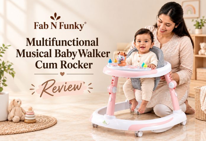 Fab N Funky Baby Two In One Multifunctional Musical Walker Cum Rocker