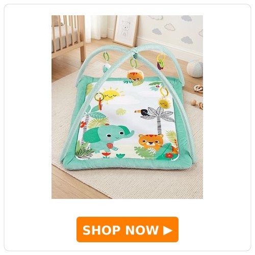 Babyhug Jungle Theme Play Gym With Hanging Toys Babyhug Jungle Theme Play Gym with Hanging Toys - Sea Green | Soft Activity Play Mat| Detachable Rattling Toys| Portable & Easy to Carry| Gifting Idea | Motor Skill Development| BIS Certified