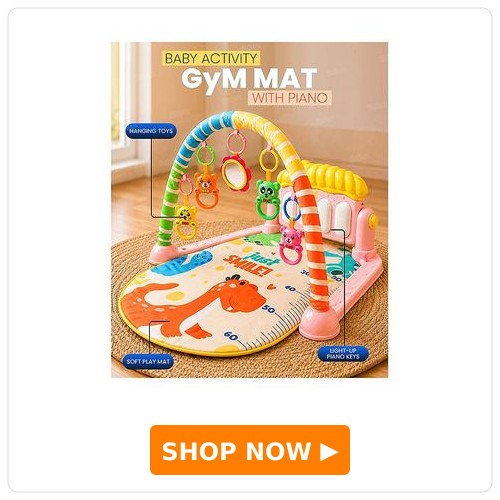 Fiddlerz Baby Play Mat With Hanging Rattles, Lights and Musical Keyboard Fiddlerz Baby Play Mat for Babies Play Gym Floor Mat for Kids with Hanging Rattles Lights & Musical Keyboard Kick and Play Bed | Piano Gifts for New Born Baby Gym - Made in India (Pastel Pink)
