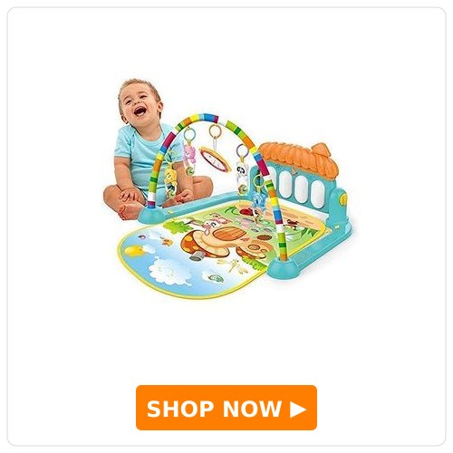 Funverse Musical Keyboard Mat Piano Baby Gym and Fitness Rack FUNVERSE Musical Keyboard Mat Piano | Baby Gym & Fitness Rack | Baby Play Mat | Fitness Rack with Hanging Rattles | Lights & Musical Keyboard | Gift for Babies & Kids | Nature Design