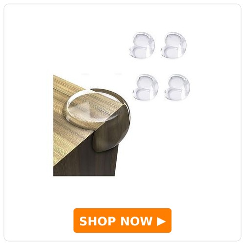Safe-O-Kid Transparent Corner Protectors Safe-O-Kid 4-Pack Transparent Corner Protectors for Furniture - Soft Gel & Silicon Table Edge Guards, Sharp Corner Protection, Child Safety for Sharp Edges