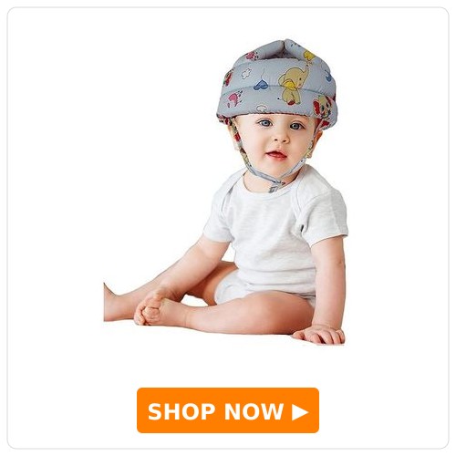 LuvLittle Adjustable Cushioned Baby Safety Helmet Luvlittle Adjustable Cushioned Baby Safety Helmet Elephant Printed - Blue (Print May Vary)