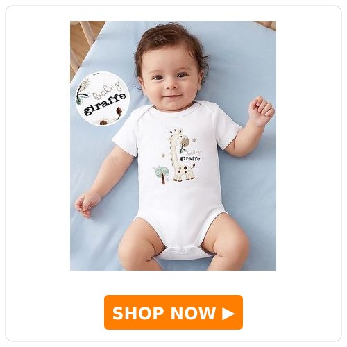 Giraffe Embroidery Half-Sleeve Onesie Kookie Kids 100% Cotton Knit Half Sleeves Giraffe Embroidered Onesie - White