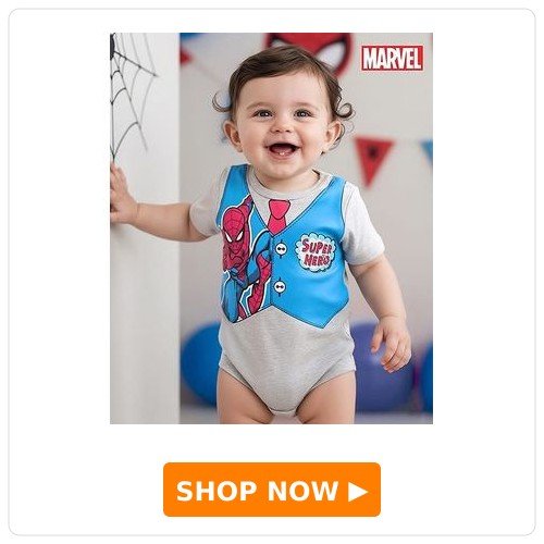 Spider-Man Half-Sleeve Onesie Babyhug Marvel Interlock Knit Half Sleeves Onesie With Spider Man Print - Grey