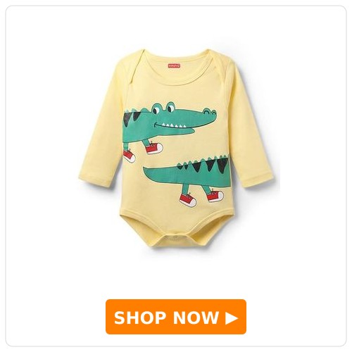 Crocodile Print Full-Sleeve Onesie Babyhug 100% Cotton Knit Full Sleeves Onesie with Corcodile Print - Yellow
