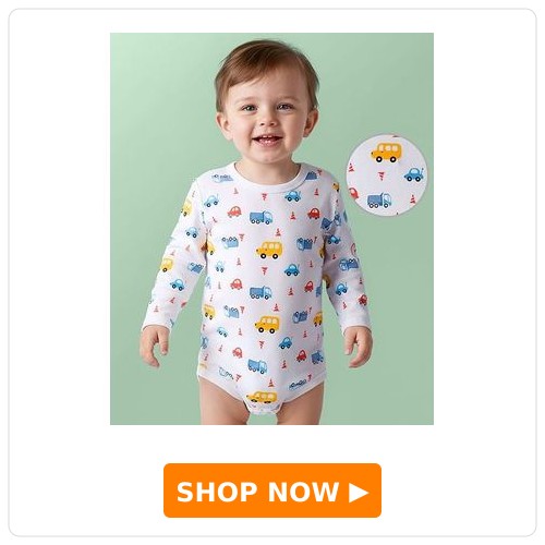 Vehicle Print Full-Sleeve Onesie Doodle Poodle 100% Cotton Knit Full Sleeves Onesie with Vehicle Print - White