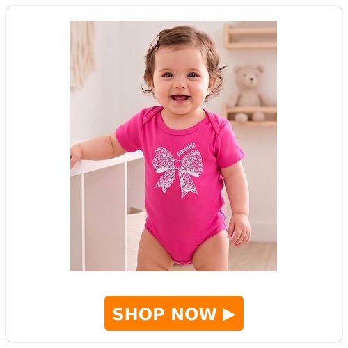 Doodle Poodle 100% Cotton Knit Half Sleeves Bow Printed Onesie - Dark Pink