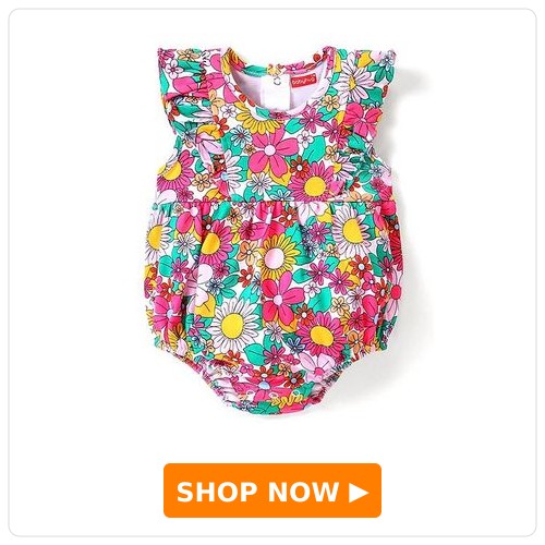 Babyhug 100% Cotton Knit Sleeveless Onesie with Floral Print - Multicolour
