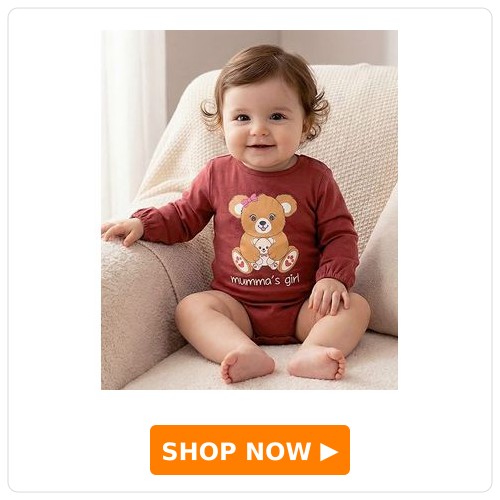 Babyoye 100% Cotton Interlock Knit with Eco Jiva Finish Full Sleeves Onesie with Teddy Bear Print - Brown