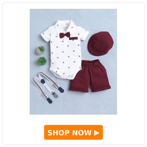Abstract Printed Onesie Shorts With Suspender Cap & Bow Set Abstract Printed Onesie Shorts With Suspender Cap & Bow Set