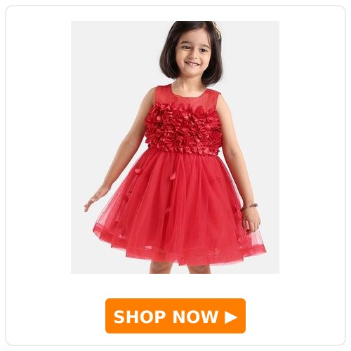Mark & Mia Sleeveless Knee-Length Party Dress Mark & Mia Sleeveless Knee Length Party Dress with Mesh & Petals Applique - Red