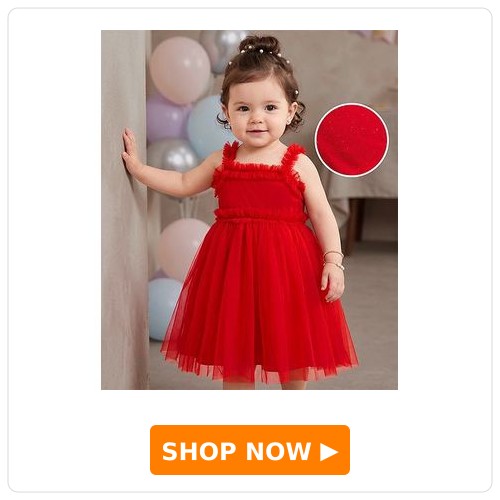 Babyhug Mesh Woven Sleeveless Party Dress Babyhug Mesh Woven Sleeveless Party Dress with Frill Detailing - Red
