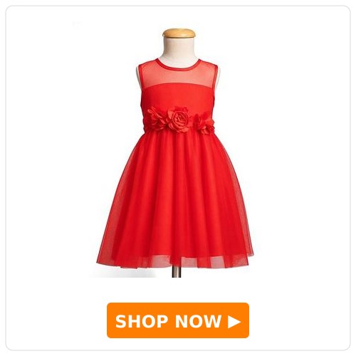 Kookie Kids Woven Sleeveless Party Dress Kookie Kids Woven Sleeveless Party Dress With Floral Corsage - Red