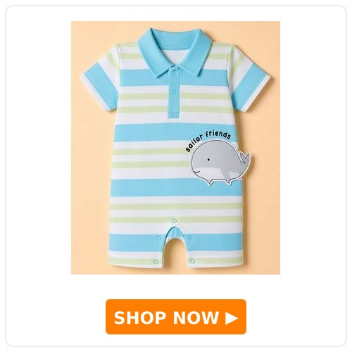 Striped Romper With Fish Applique
