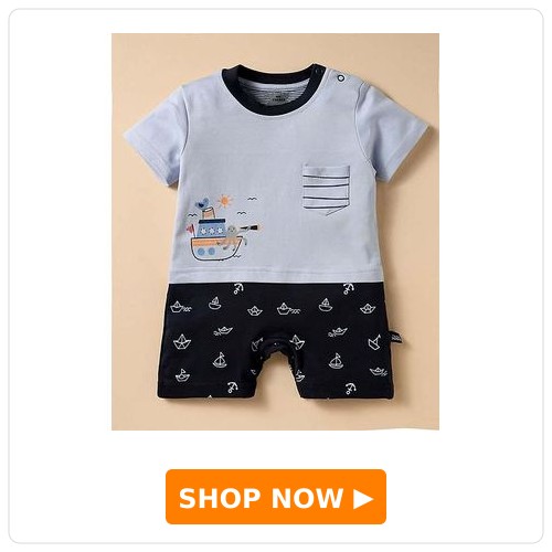 Knitted Romper with Nautical Print