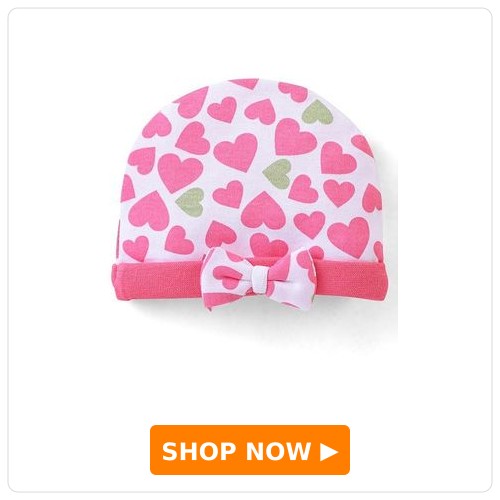 Heart Print With Bow Applique Round Cap Heart Print With Bow Applique Round Cap