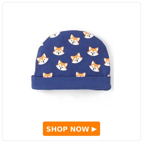 Cotton Knit Fox Print Cap
