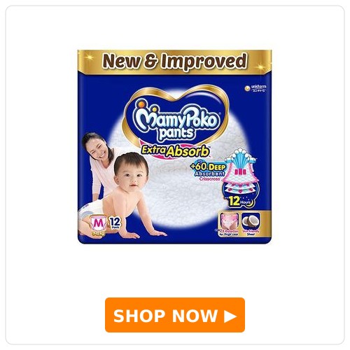 MamyPoko Extra Absorb Pant-Style Diapers MamyPoko Extra Absorb Pant Style Diapers Medium - 12 Pieces