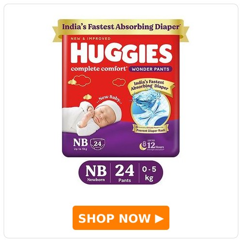 Huggies Complete Comfort Wonder Pants Huggies Complete Comfort Wonder Pants, India's Fastest Absorbing Diaper | Newborn Size, 24 Diapers