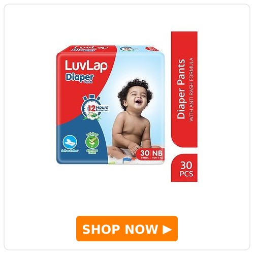 LuvLap Pant-Style Baby Diapers LuvLap Pant Style Baby Diapers, New Born/X-Small (NB/XS), 30 Count, Aloe Vera Lotion, 12hr Protection, White