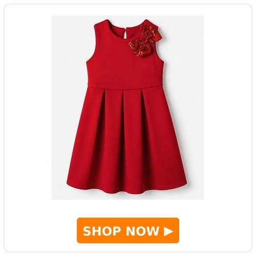 Pine Kids Woven Sleeveless Pleated Party Dress With Sequinned Bow Applique - Dark Red