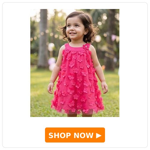 Babyhug Mesh A Line One Piece with Floral Applique