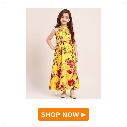 Little Marine Halter Neck Floral Printed Fit & Flare Dress Little Marine Halter Neck Floral Printed Fit & Flare Dress - Yellow