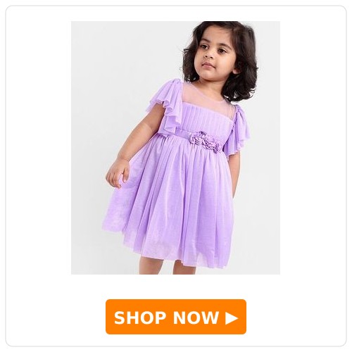 Babyhug  Shimmer Party Frock with Floral Corsage