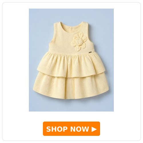 ToffyHouse Sleeveless Cotton Frock with Floral Applique