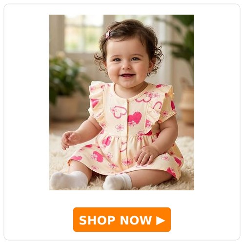 Babyoye Cotton Frock With Heart Print & Bloomer
