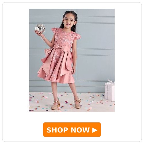 Mark & Mia Cotton Frock with Bow and Floral Embroidery