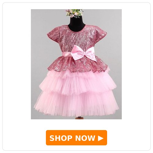 Bluebell Party Wear Frock With Sequin Detailing & Bow Applique