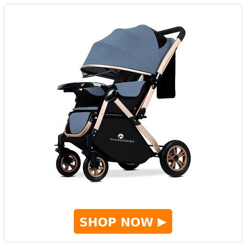 StarAndDaisy Baby Stroller Pram With Foldable Design, Food Tray, 4 Wheel Suspension, Convertible & Adjustable Seat, 5 Point Safety Belt, Light Weight & Convenient - Blue