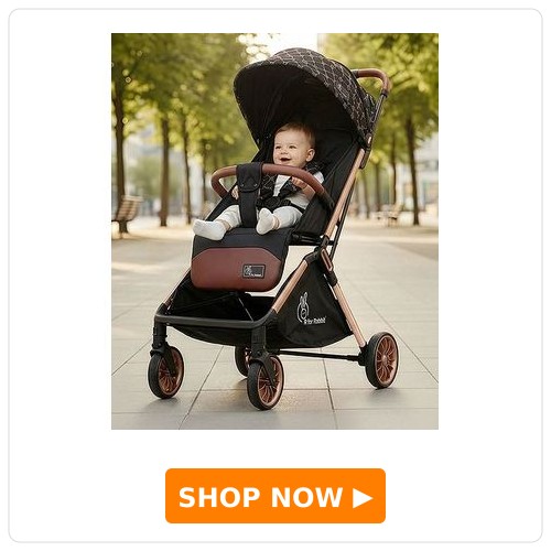 R for Rabbit Street Smart Auto Fold Stylish Newborn Baby Stroller| Aluminum Frame Pram with One Click Fold |Travel Friendly Cabin Trolley Stroller for 0-3 Years for Boy & Girl | (Gold Black)